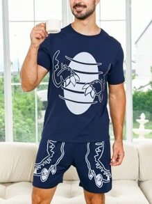 Bộ đồ giản dị  Nam Dây kéo Túi Hoạt hình - Màu xanh hải quân - Xem 5