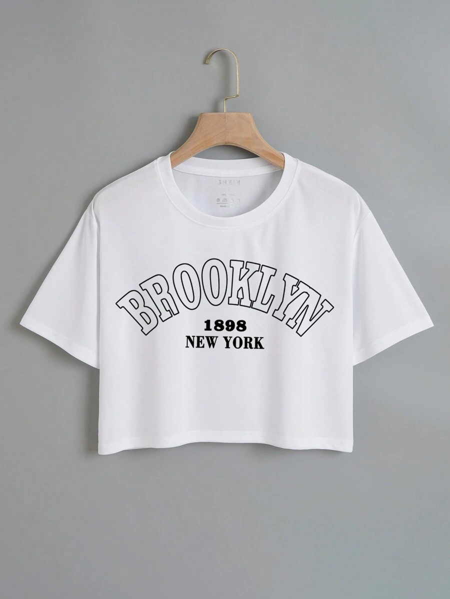 INAWLY Letter Graphic Crop Tee