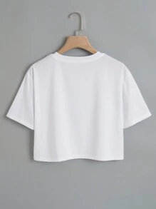 INAWLY Letter Graphic Crop Tee