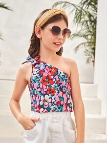 SHEIN Áo cánh Gái Nơ Bướm Hoa Tất cả trên in Boho - Nhiều màu - Xem 1