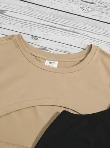 SHEIN Leap Crew 青少年女孩前短後長T恤&格紋百褶半身裙&吊帶上衣