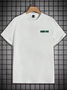 Manfinity RebelGame 宽松款男士字母图案印花短袖休闲 T 恤 - 白色 - 查看 1