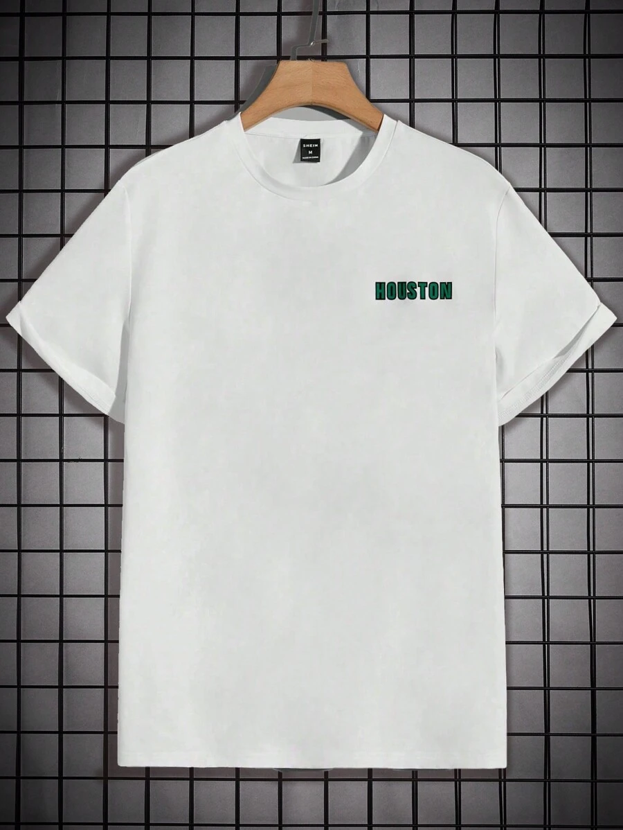 Manfinity RebelGame 宽松款男士字母图案印花短袖休闲 T 恤 - 白色 - 查看 1