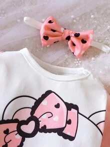 Đứa bé gái Đồ họa Hoạt hình Áo liền quần & Băng đô đầu - trắng - Xem 3