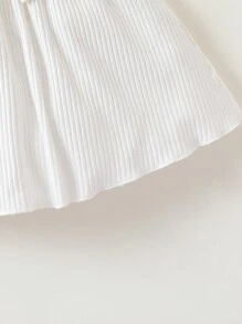 SHEIN Baby Girl Newborn Ruffle Trim Bow Front Dress - White - View 5