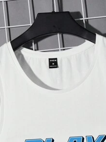 Manfinity RebelGame 男士棉標語和籃球印花背心上衣 - 白色 - 查看 5