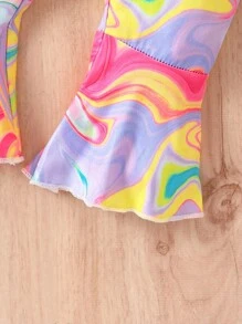 Đứa bé gái In Toàn bộ Cami ngọn & Quần ống loe - Nhiều màu - Xem 5