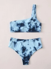 紮染單肩比基尼泳裝 - 彩色 - 查看 4