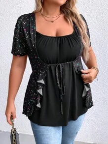 SHEIN Clasi Áo thun Plus size - màu đen - Xem 5