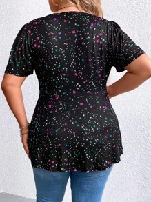 SHEIN Clasi Áo thun Plus size - màu đen - Xem 2