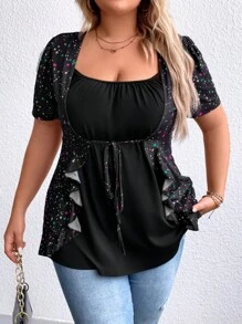 SHEIN Clasi Áo thun Plus size - màu đen - Xem 6