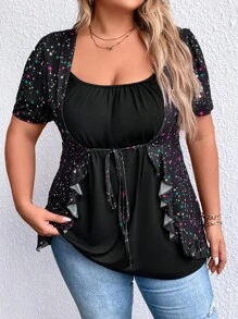 SHEIN Clasi Áo thun Plus size - màu đen - Xem 7