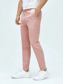 Manfinity VCAY Men Solid Slant Pocket Suit Trousers - Baby Pink - View 3