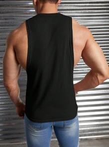 Manfinity VCAY Men Letter Graphic Tank Top - Black - View 2