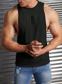 Manfinity VCAY Men Letter Graphic Tank Top - Black - View 4