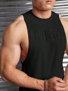 Manfinity VCAY Men Letter Graphic Tank Top - Black - View 7