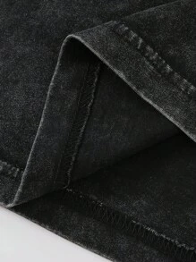 ROMWE MEN Street Life 男士 Snow Wash 复古星星与字母图案落肩 T 恤，学校 - 黑色 - 查看 5