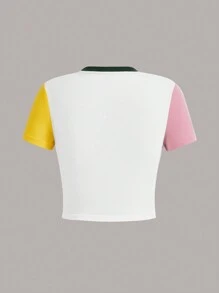 JORD.DESIGNS 卡通和標語圖案撞色T恤 - 彩色 - 查看 3