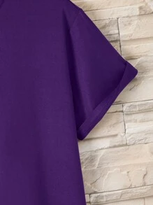 Manfinity Dauomo Men Solid Round Neck Tee - Purple - View 3