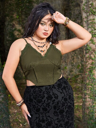 Fairycore Plus Lace Trim Cami Top