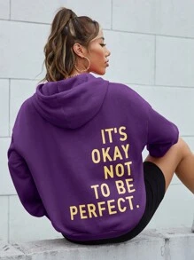 Muchica Quần áo thể thao nữ Dây kéo Slogan Giải trí - Màu tím - Xem 2