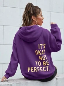 Muchica Quần áo thể thao nữ Dây kéo Slogan Giải trí - Màu tím - Xem 1