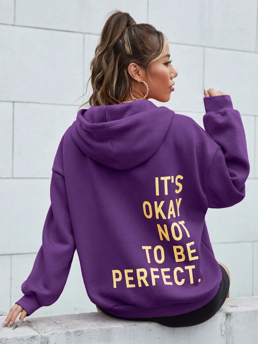 Muchica Quần áo thể thao nữ Dây kéo Slogan Giải trí - Màu tím - Xem 1