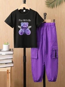 Bộ hai mảnh Gái Túi Hoạt hình Slogan Giải trí - Nhiều màu - Xem 1