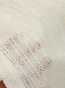 DAZY 前繫帶喇叭袖襯衫 - 米色 - 查看 9