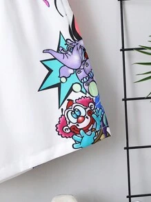 SHEIN 小男童卡通圖案短褲 - 白色 - 查看 4