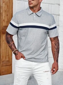 Manfinity Homme Đàn ông cộng Khối màu Áo polo - Xám - Xem 4