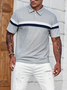 Manfinity Homme Đàn ông cộng Khối màu Áo polo - Xám - Xem 3