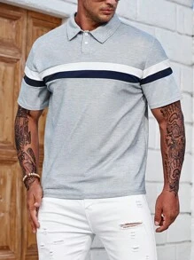 Manfinity Homme Đàn ông cộng Khối màu Áo polo - Xám - Xem 1