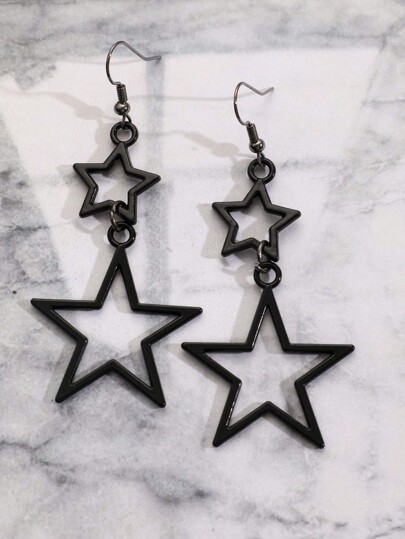 Grunge Punk 1 par Pendientes largos moda aleación de zinc con estrella para mujeres para decoración diaria