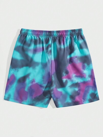 Street Life Guys Tie Dye Skull & Letter Graphic Drawstring Waist Shorts