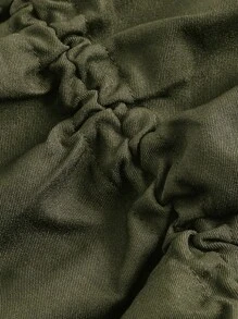 SHEIN EZwear Solid Tube Top & Drawstring Side Skirt - Army Green - View 5