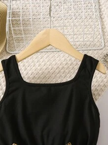 SHEIN 女小童斑點印花腰帶連身褲 - 彩色 - 查看 4