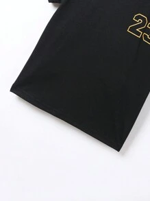 男小童字母圖案T恤和短褲 - 黑色 - 查看 5