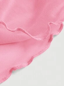 SHEIN MOD Top de hombros descubiertos ribete en forma de lechuga fruncido - Rosa - Ver 3