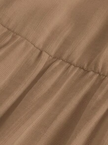 SHEIN MOD Solid Lace Up Ruffle Hem Cami Dress - Camel - View 4