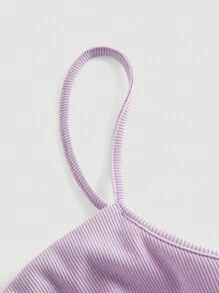 SHEIN MOD Top de tirantes unicolor fruncido bustier bajo pañuelo - Lila Púrpura - Ver 3