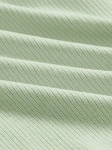 SHEIN MOD 大碼褶邊前蝴蝶結吊帶上衣 - 薄荷綠 - 查看 3