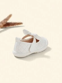 Cozy Pixies Baby Bow Decor Stitch Detail Flats - White - View 3