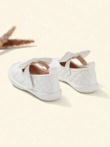 Cozy Pixies Baby Bow Decor Stitch Detail Flats - White - View 4