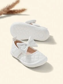Cozy Pixies Baby Bow Decor Stitch Detail Flats - White - View 5
