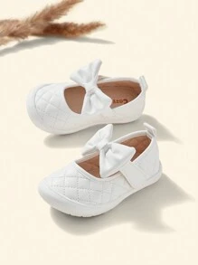 Cozy Pixies Baby Bow Decor Stitch Detail Flats - White - View 7