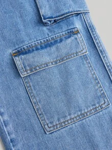 SHEIN Girlism Garotas Adolescentes Bolso Com Aba Jeans Cargo