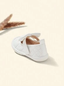 Cozy Pixies Baby Bow Decor Stitch Detail Flats - White - View 8