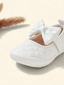Cozy Pixies Baby Bow Decor Stitch Detail Flats - White - View 9