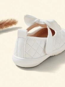 Cozy Pixies Baby Bow Decor Stitch Detail Flats - White - View 10